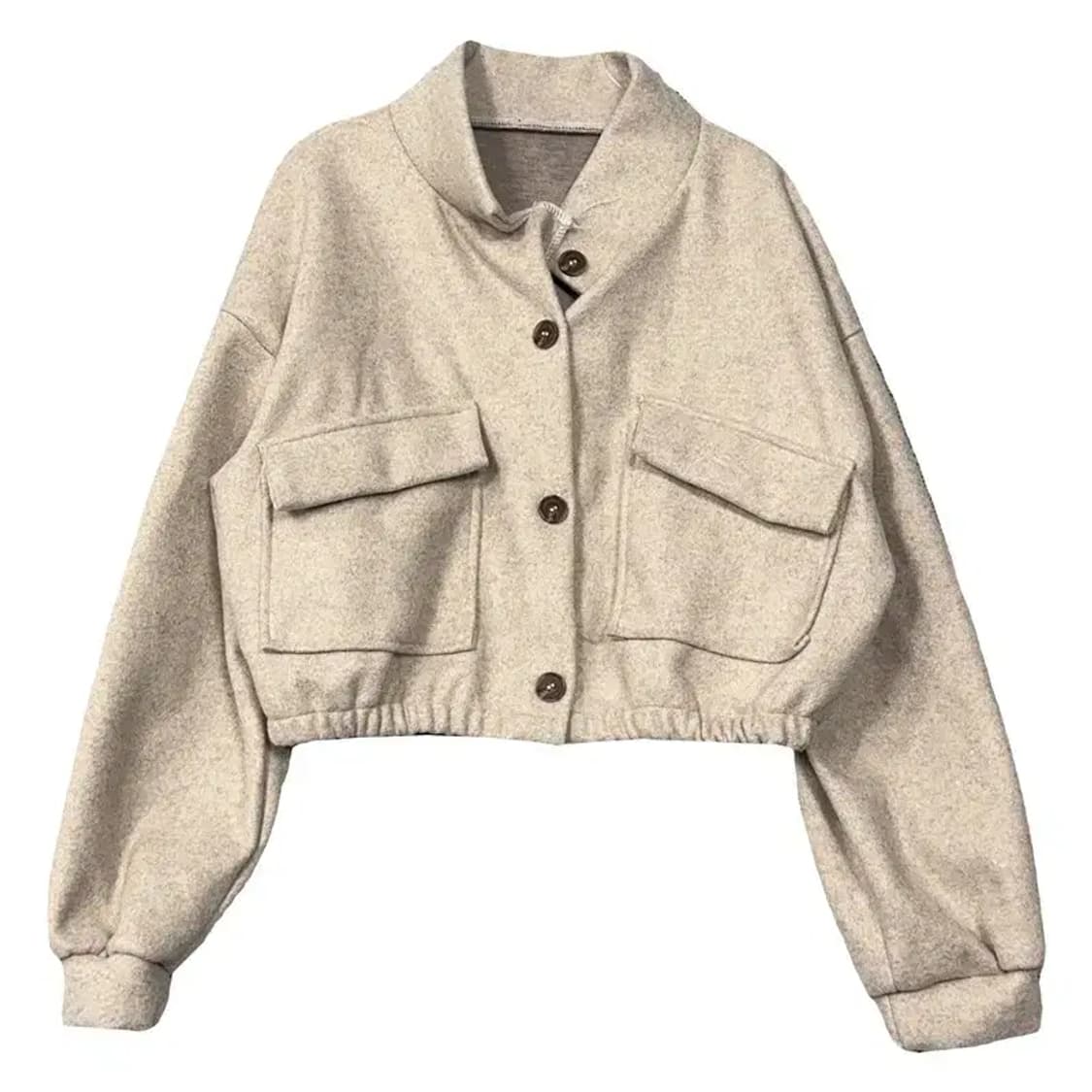 여성 베이지 버튼 포켓 오버핏 크롭 자켓 L 상품이미지1
