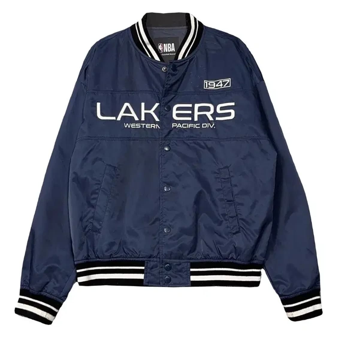 엔비에이 LA레이커스 프린팅 네이비 바시티 스타디움 자켓 S 상품이미지1