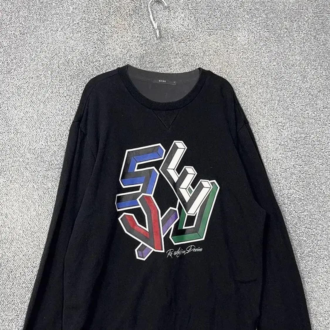 에비수 빈티지 프린팅 블랙 맨투맨 110 상품이미지3