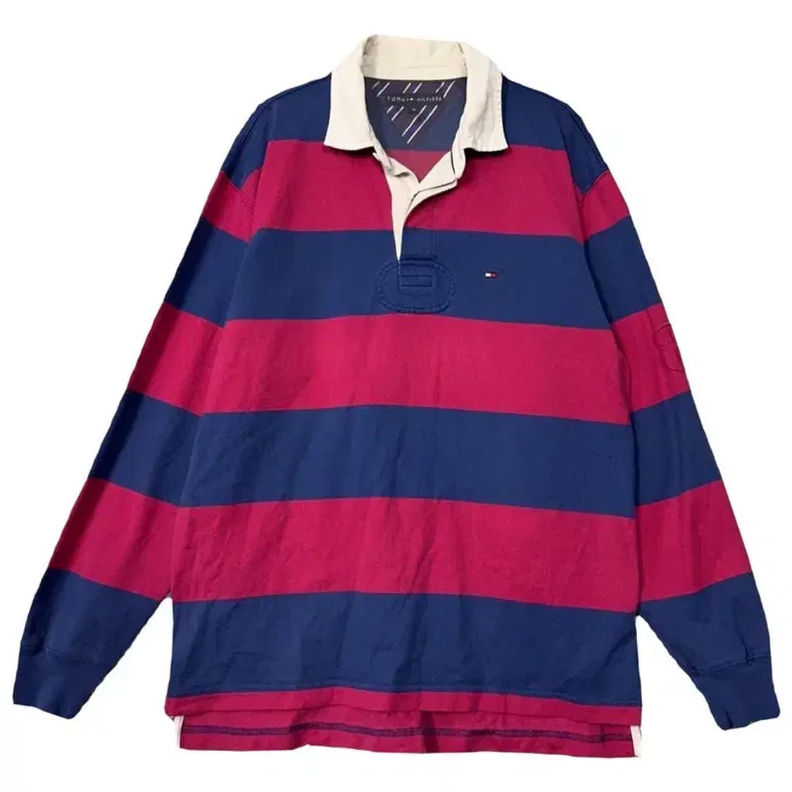 타미힐피거 스트라이프 네이비 로고 럭비 카라티 M 상품이미지1
