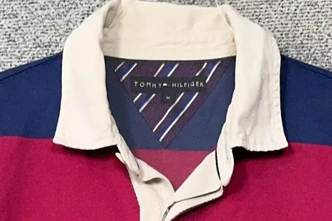 타미힐피거 스트라이프 네이비 로고 럭비 카라티 M 상품이미지5