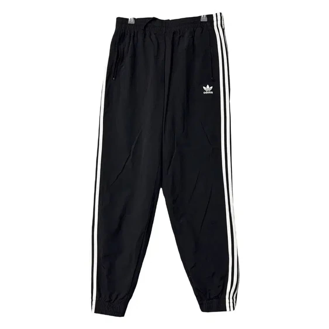 아디다스 블랙 불꽃 로고 검흰 삼선 조거팬츠 L 상품이미지1