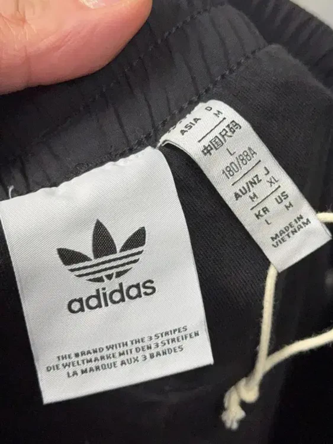 아디다스 블랙 불꽃 로고 검흰 삼선 조거팬츠 L 상품이미지6