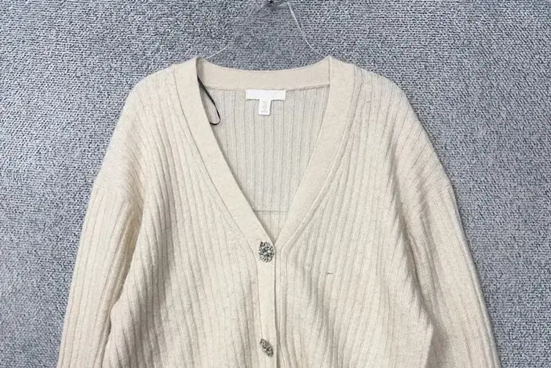 에이치엔앰 크림 울 니트 가디건 M 상품이미지3