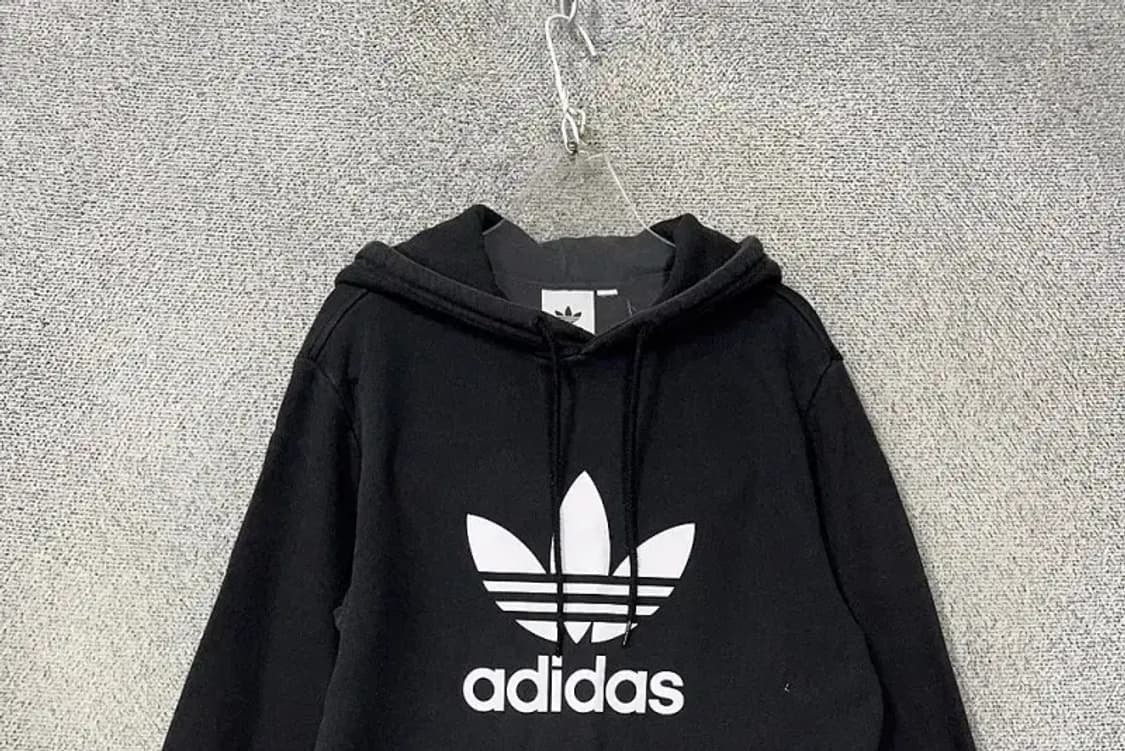 아디다스 빅로고 프린팅 블랙 후드티 M 상품이미지3