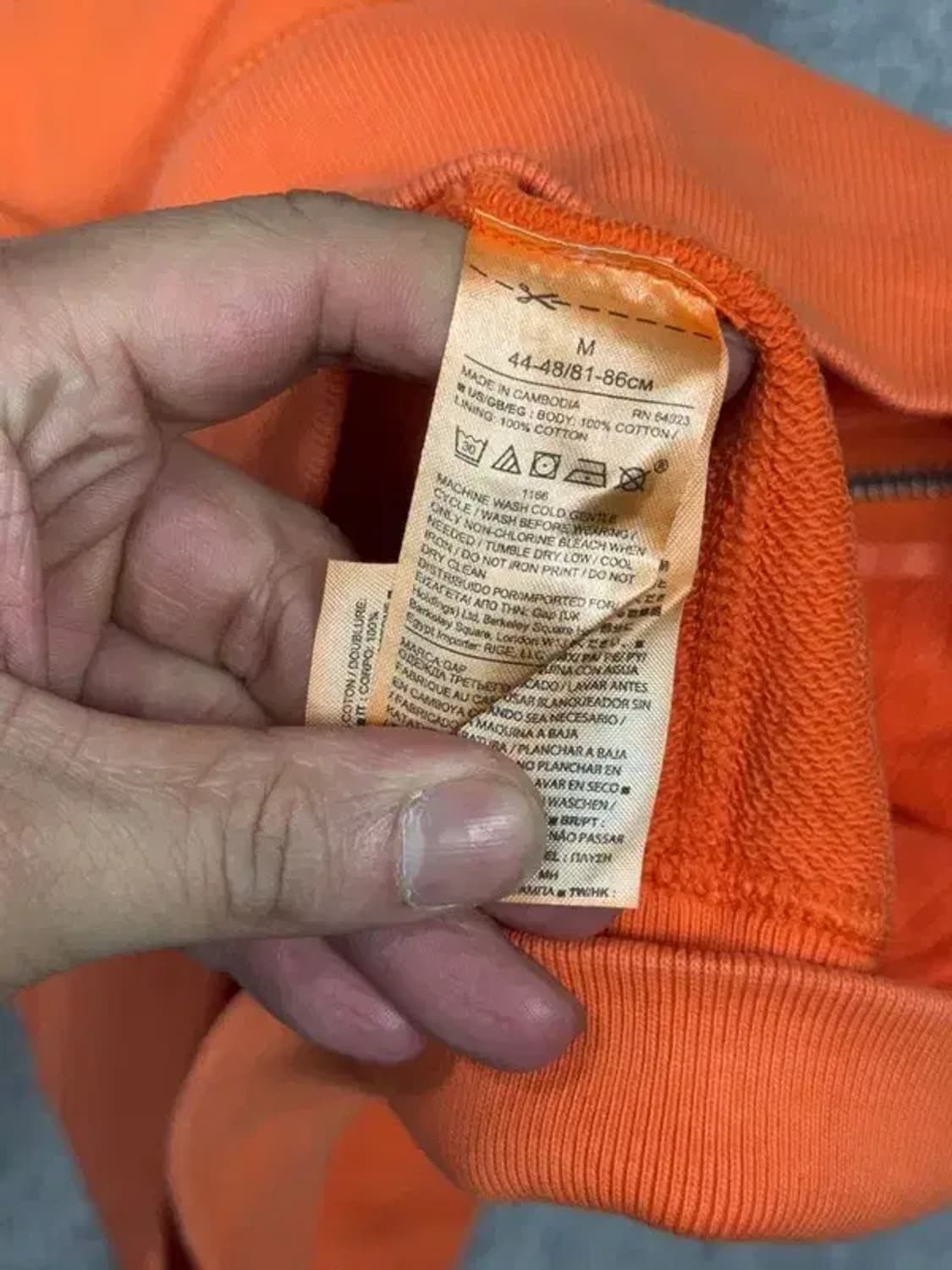 갭 오렌지 피그먼트 빈티지 후드 집업 M 상품이미지7