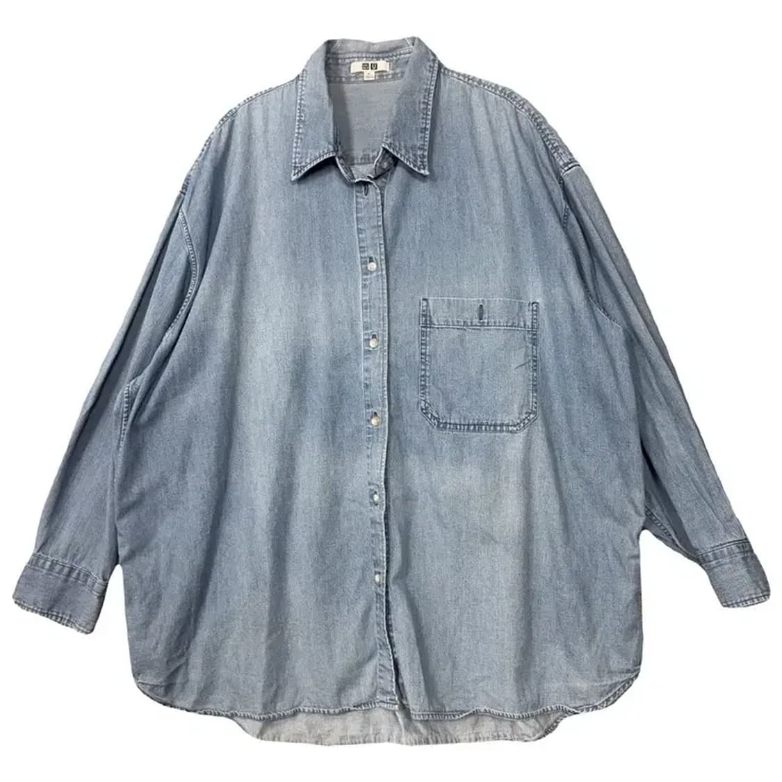 유니클로 라이트 블루 데님 오버핏 블라우스 XL 상품이미지1