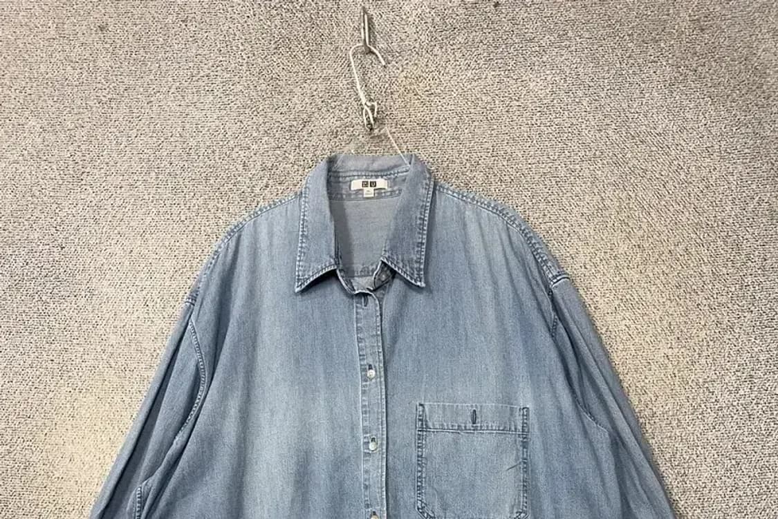 유니클로 라이트 블루 데님 오버핏 블라우스 XL 상품이미지3