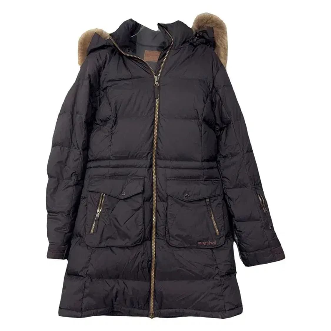 몽벨 블랙 여성 후드 퍼 다운 롱패딩 95(M) 상품이미지1