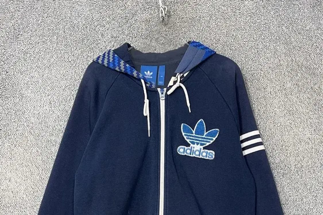 아디다스 프린팅 네이비 로고 후드집업 XL 상품이미지3