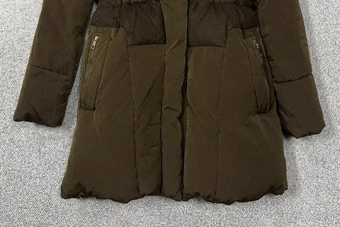 온앤온 브라운 허리 밴딩 덕다운 후드 퍼 롱 패딩 1 상품이미지4