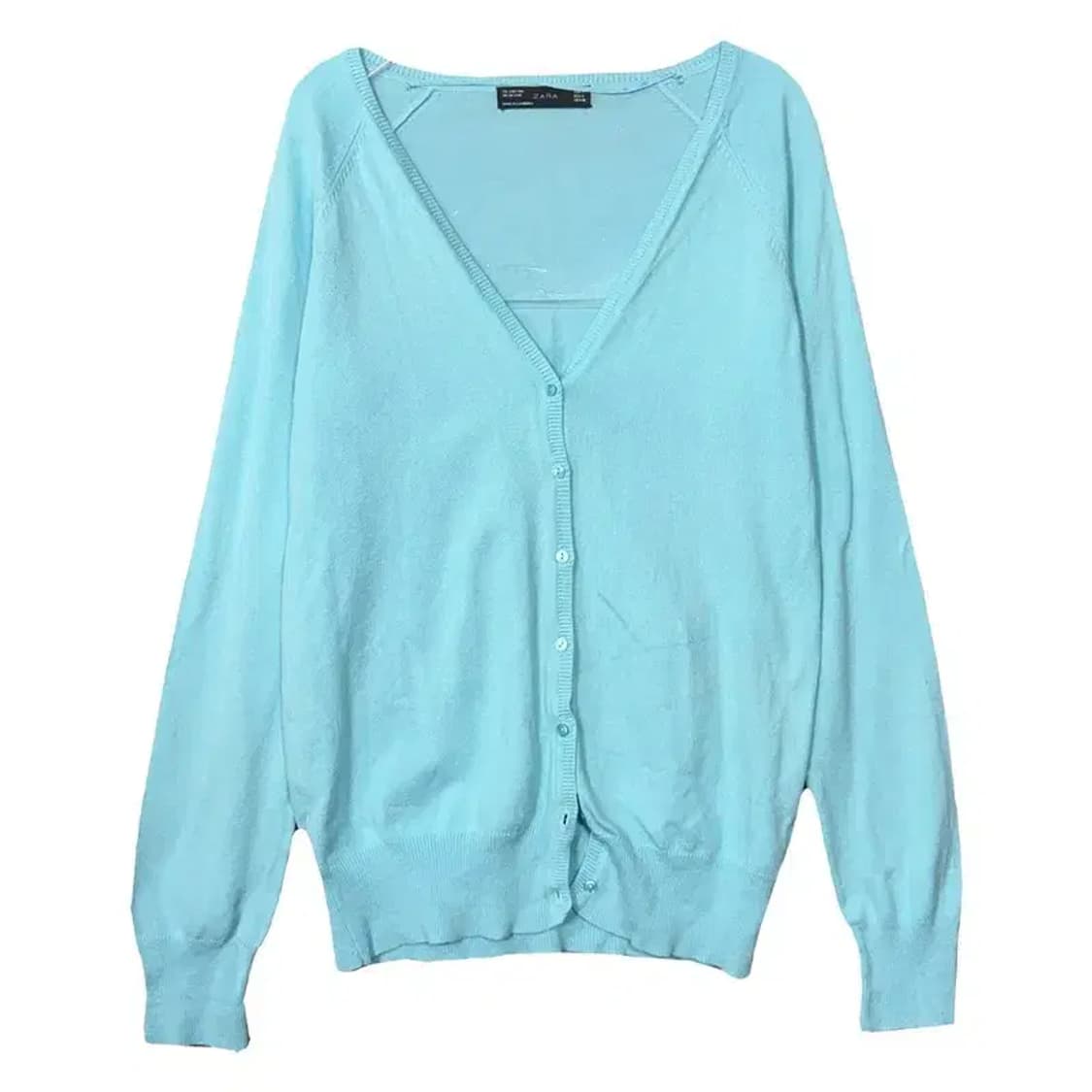 자라 라이트 블루 코튼 니트 가디건 L 상품이미지1