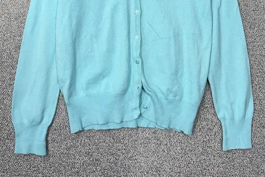 자라 라이트 블루 코튼 니트 가디건 L 상품이미지4