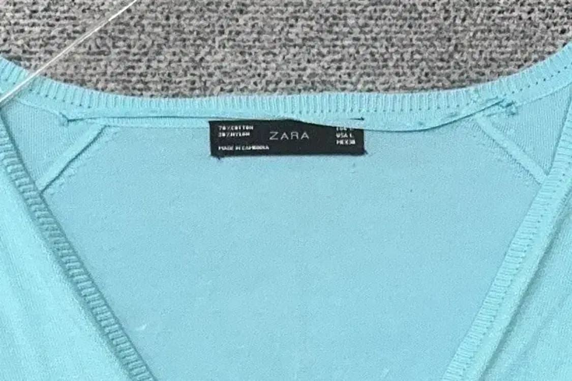자라 라이트 블루 코튼 니트 가디건 L 상품이미지5