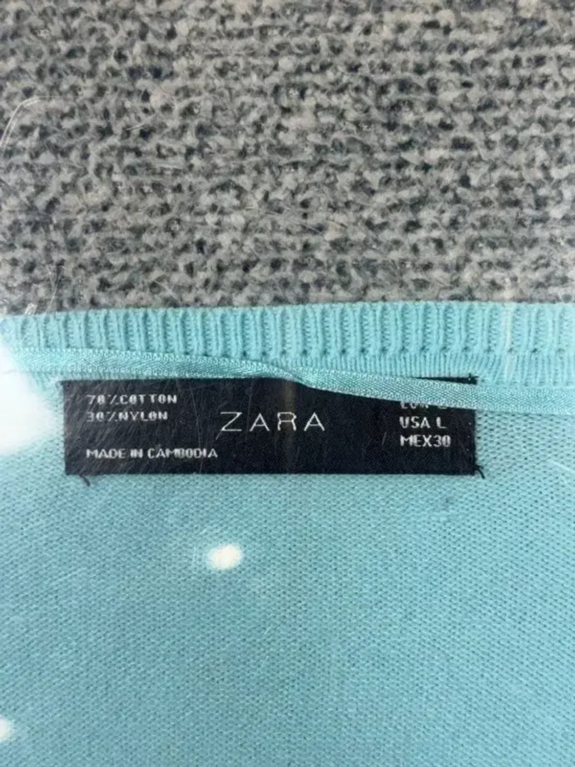 자라 라이트 블루 코튼 니트 가디건 L 상품이미지6