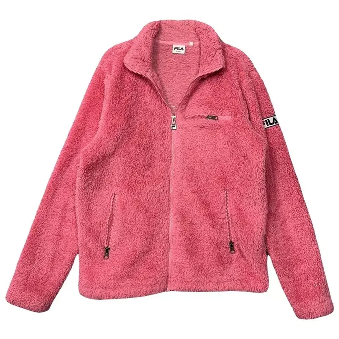 휠라 핑크 뽀글이 후리스 집업 X-SMALL 상품이미지1