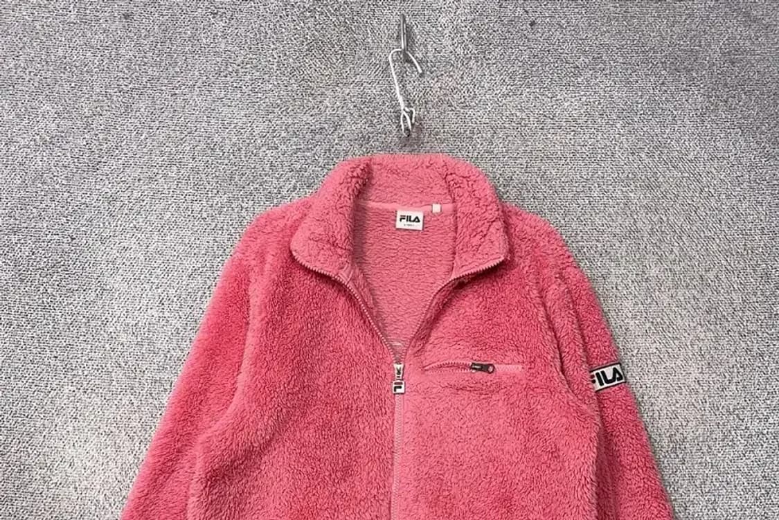 휠라 핑크 뽀글이 후리스 집업 X-SMALL 상품이미지3