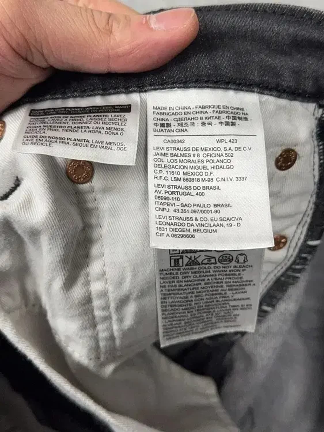 리바이스 511 흑청 워싱 데님 팬츠 32 상품이미지7