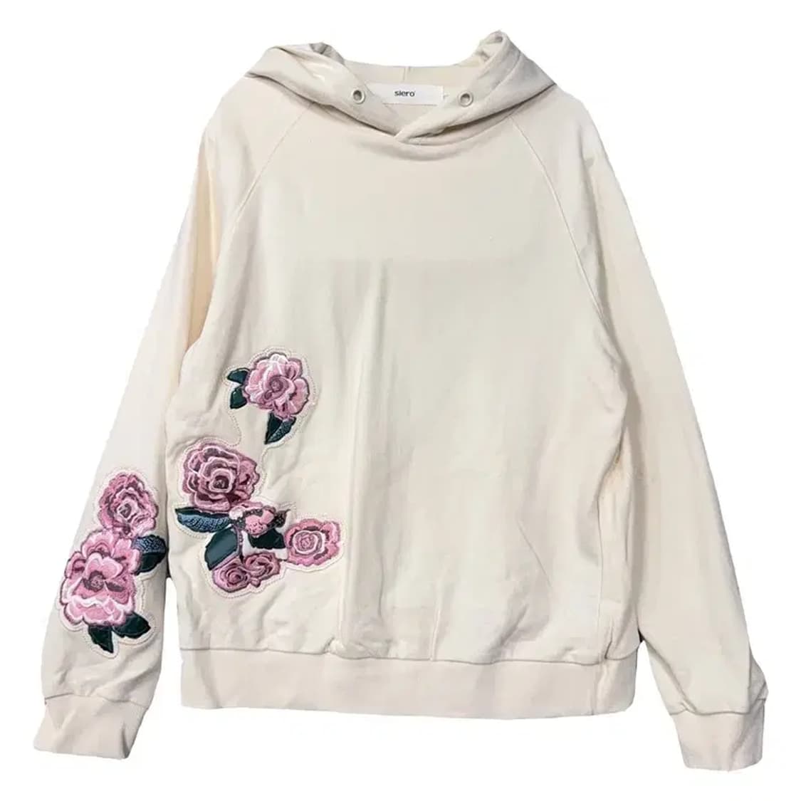시에로 꽃 자수 크림 후드티 0(XS) 상품이미지1