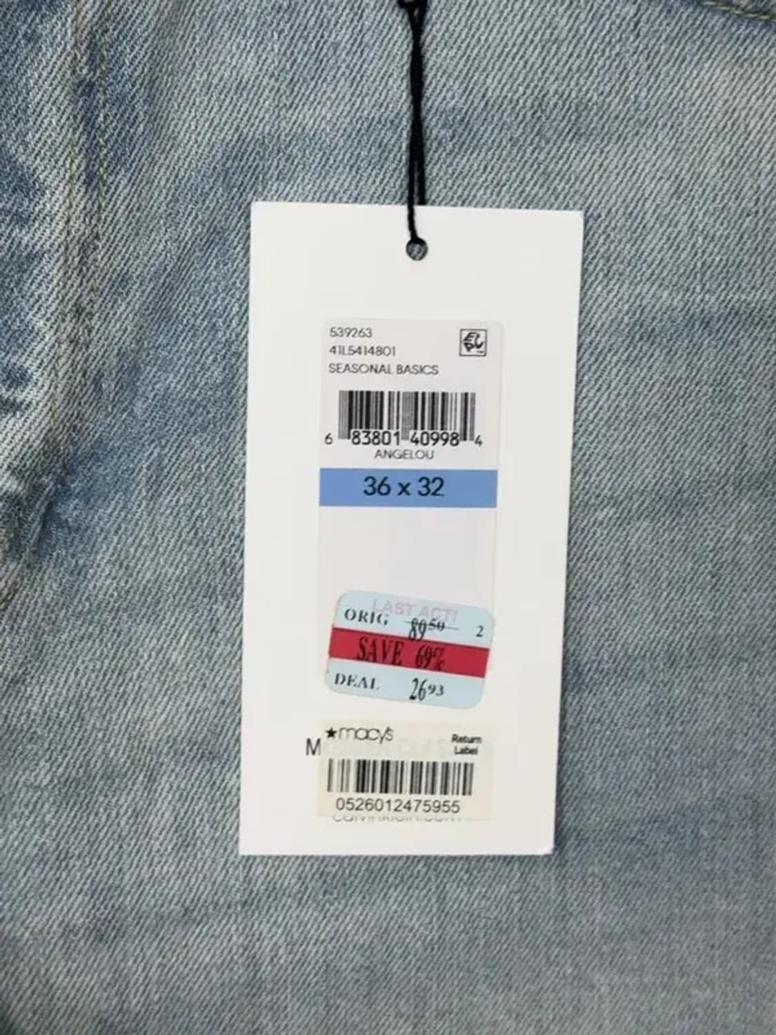 [새상품]캘빈클라인 라이트 블루 청바지 36 x 32 상품이미지10