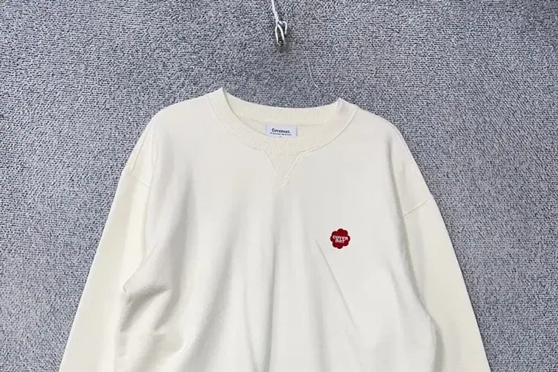 커버낫 크림 화이트 캐주얼 로고 맨투맨 WM 상품이미지3