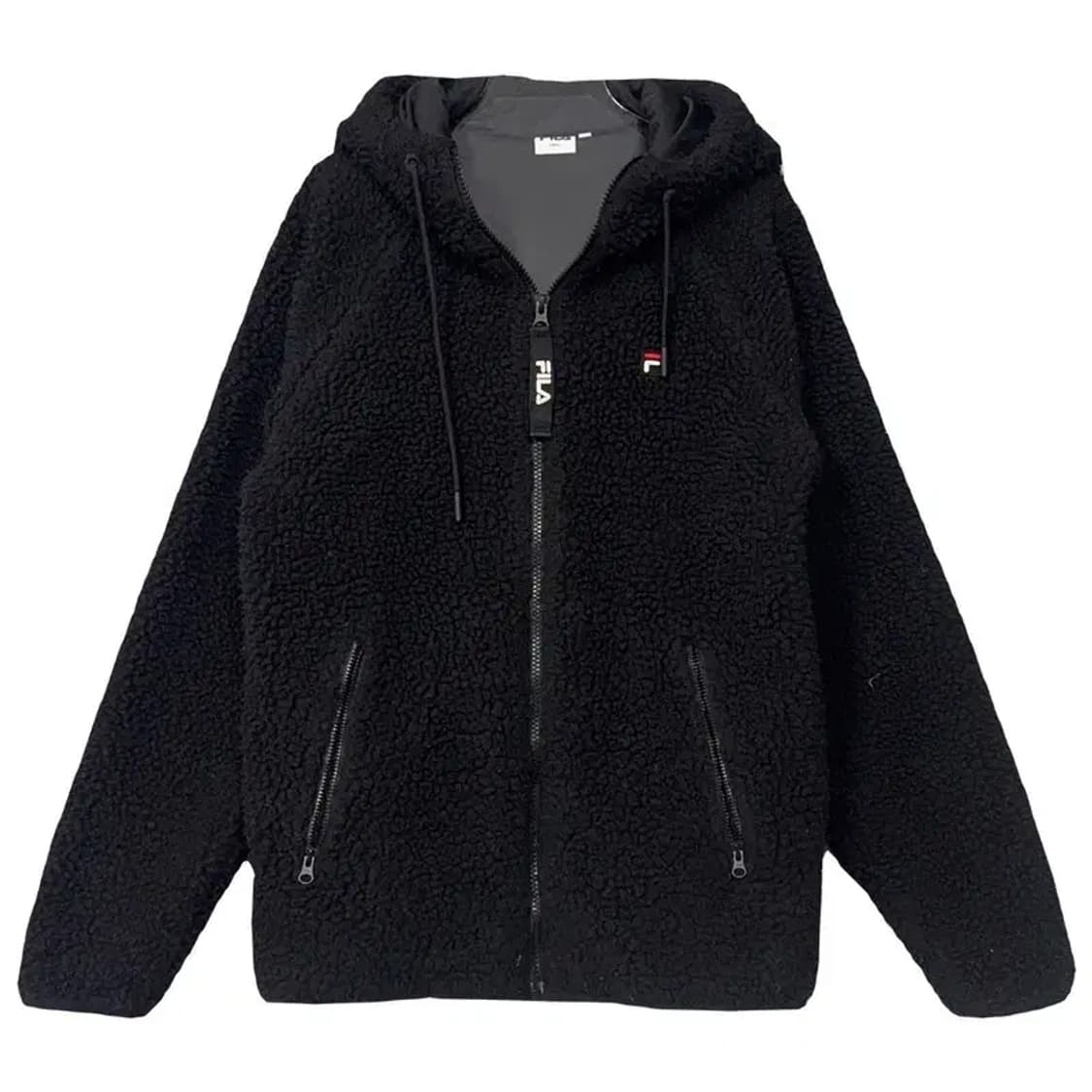 휠라 블랙 뽀글이 후리스 후드집업 SMALL 상품이미지1