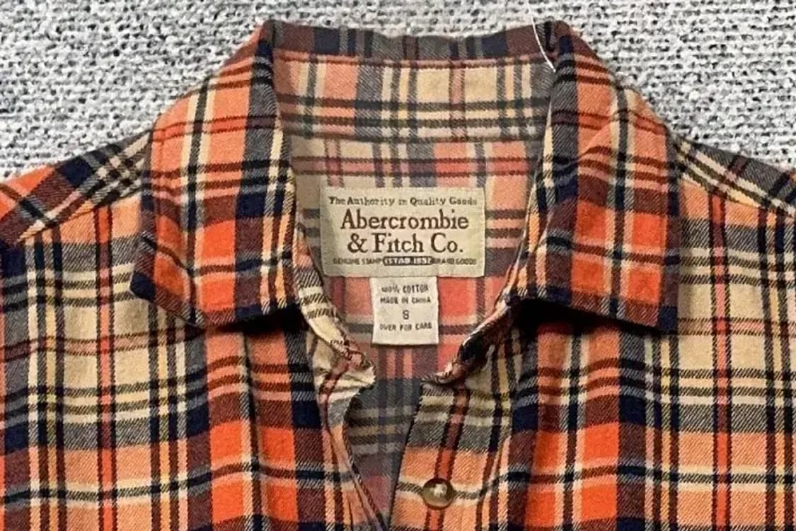 아베크롬비 체크 오렌지 빈티지 셔츠 S 상품이미지5