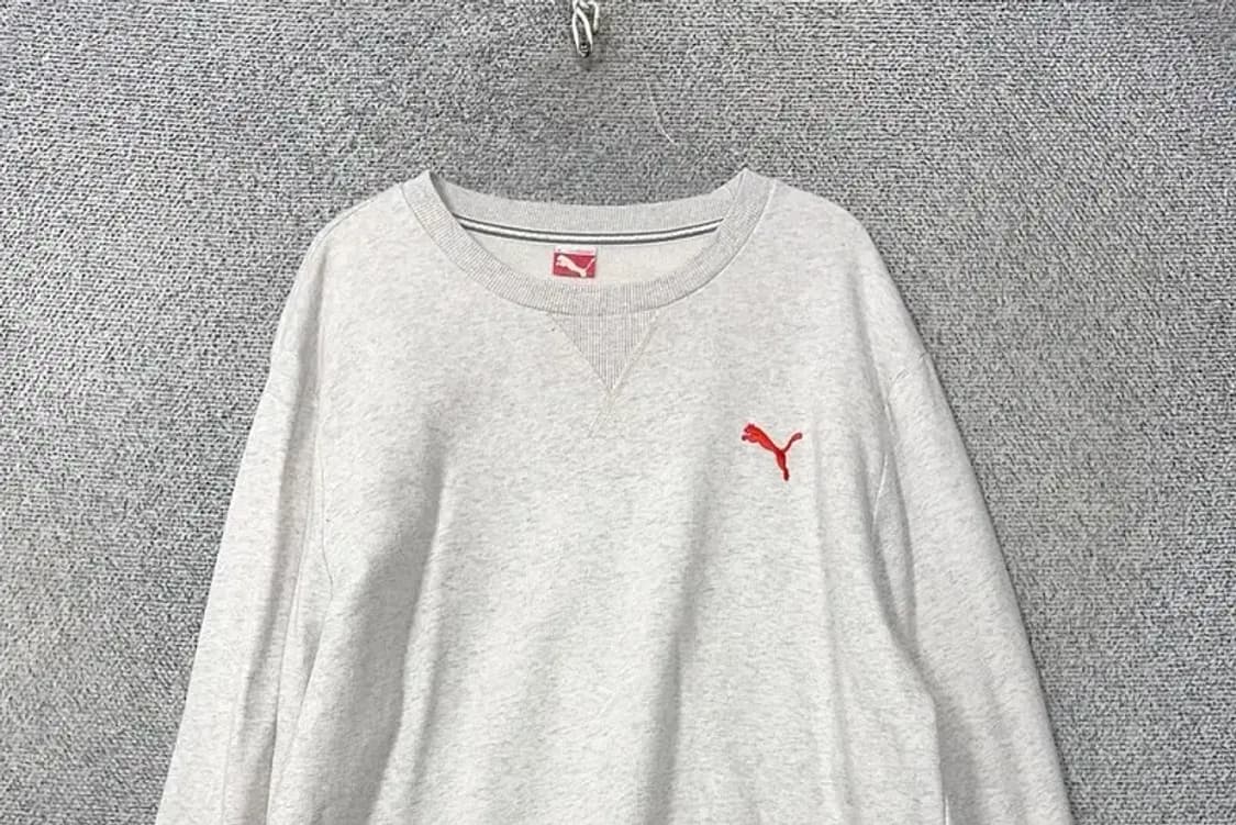 푸마 라이트 그레이 로고 맨투맨 XL 상품이미지3