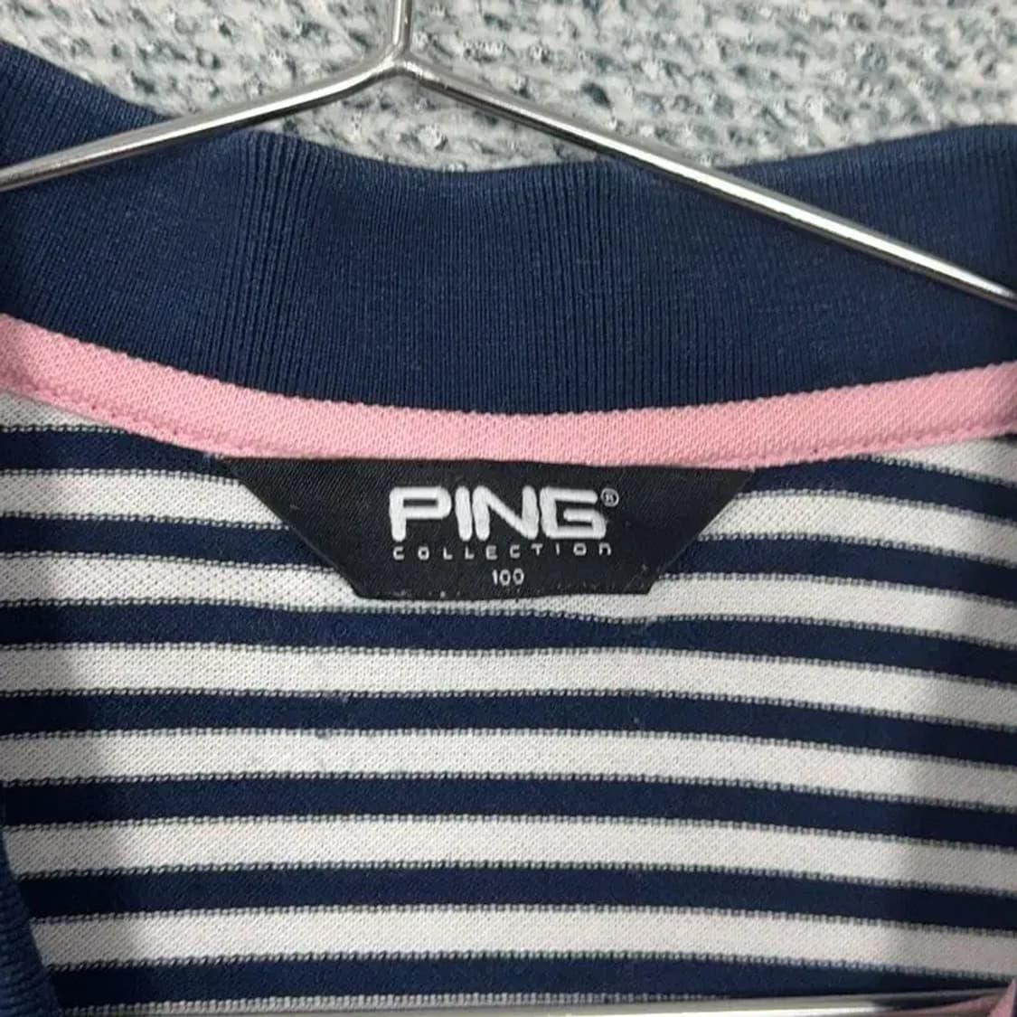 핑 스트라이프 로고 반팔 카라티 100 상품이미지3