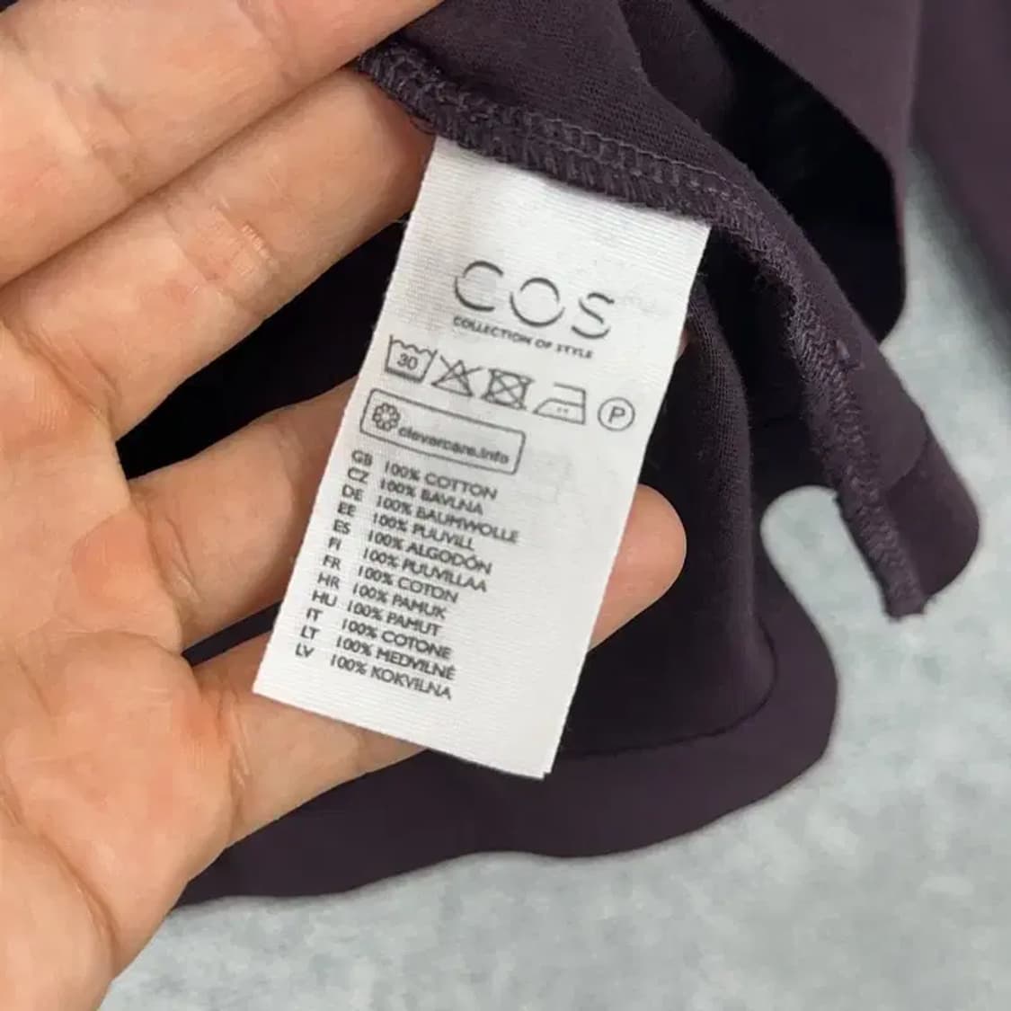 코스 남성 버건디 코튼 슬리브 긴팔티 M 상품이미지4