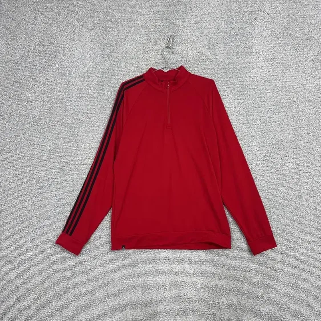 아디다스 레드 삼선 기능성 반집업 긴팔티 M 상품이미지1
