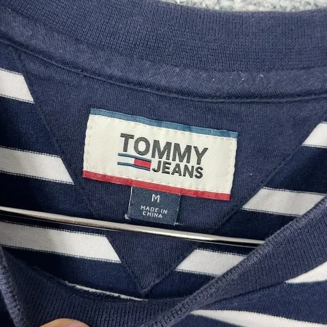 타미 진스 스트라이프 로고 반팔티 M 상품이미지3