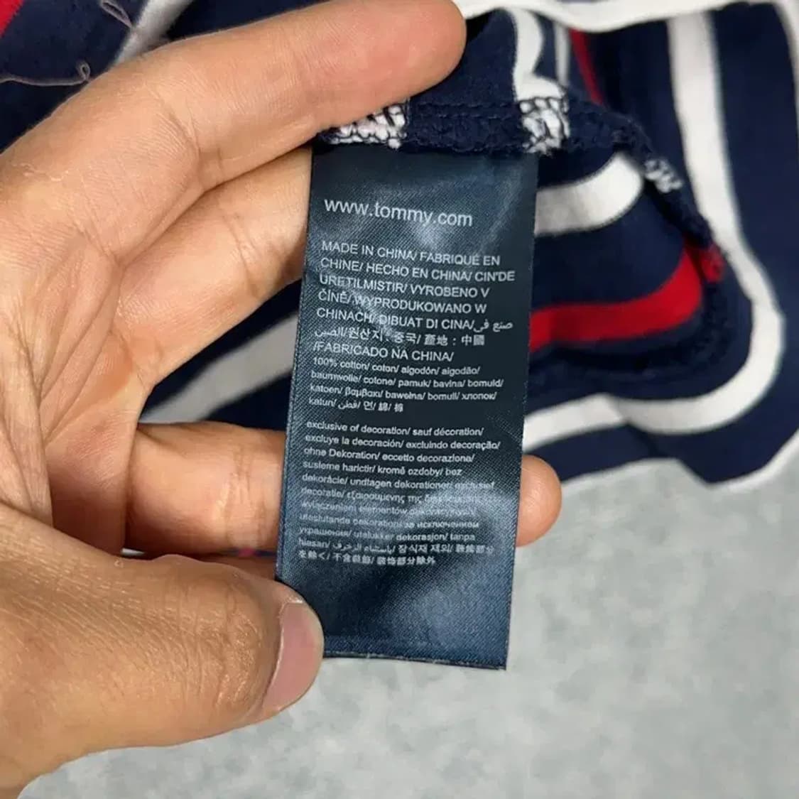 타미 진스 스트라이프 로고 반팔티 M 상품이미지4