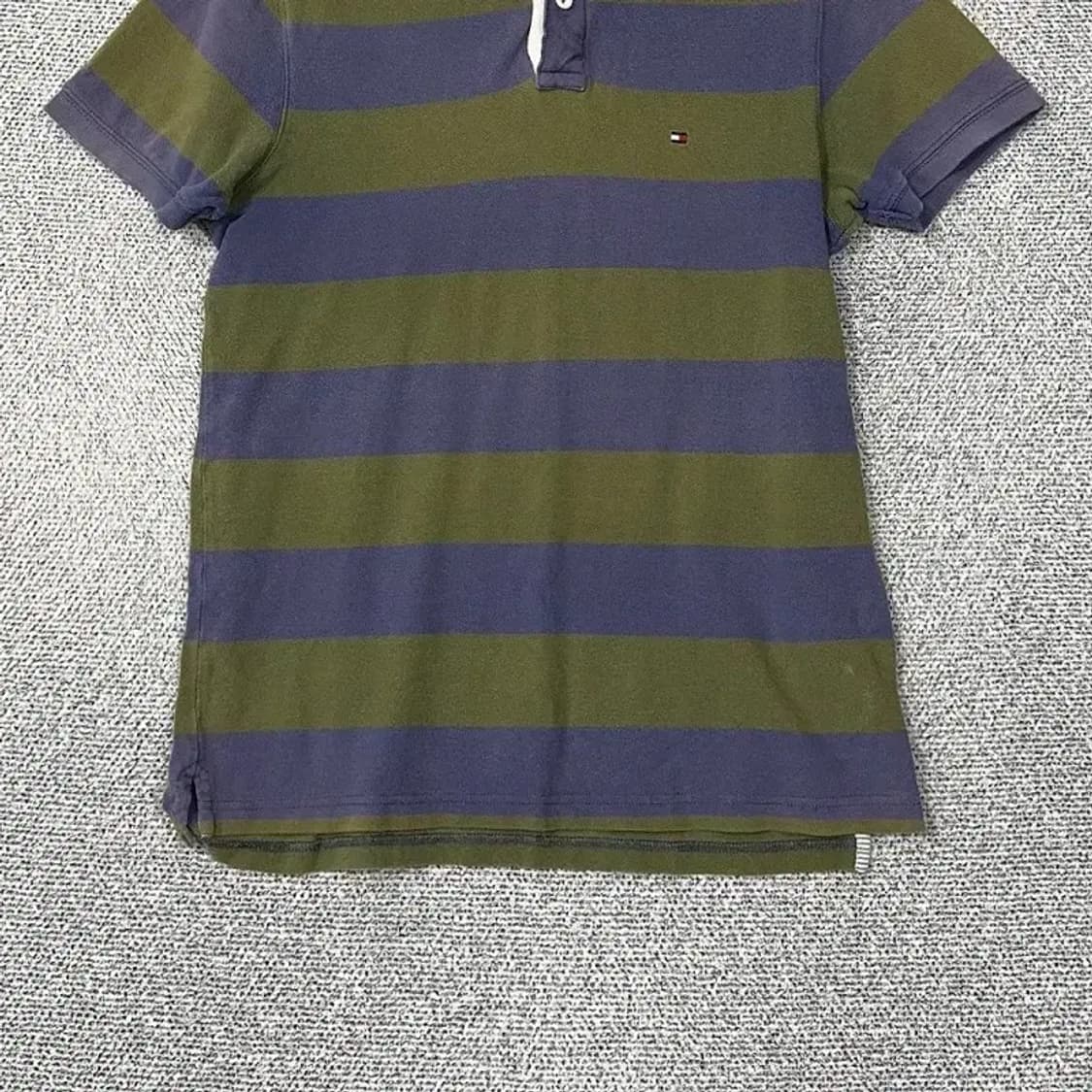 타미힐피거 스트라이프 카키 반팔 카라티 M 상품이미지4