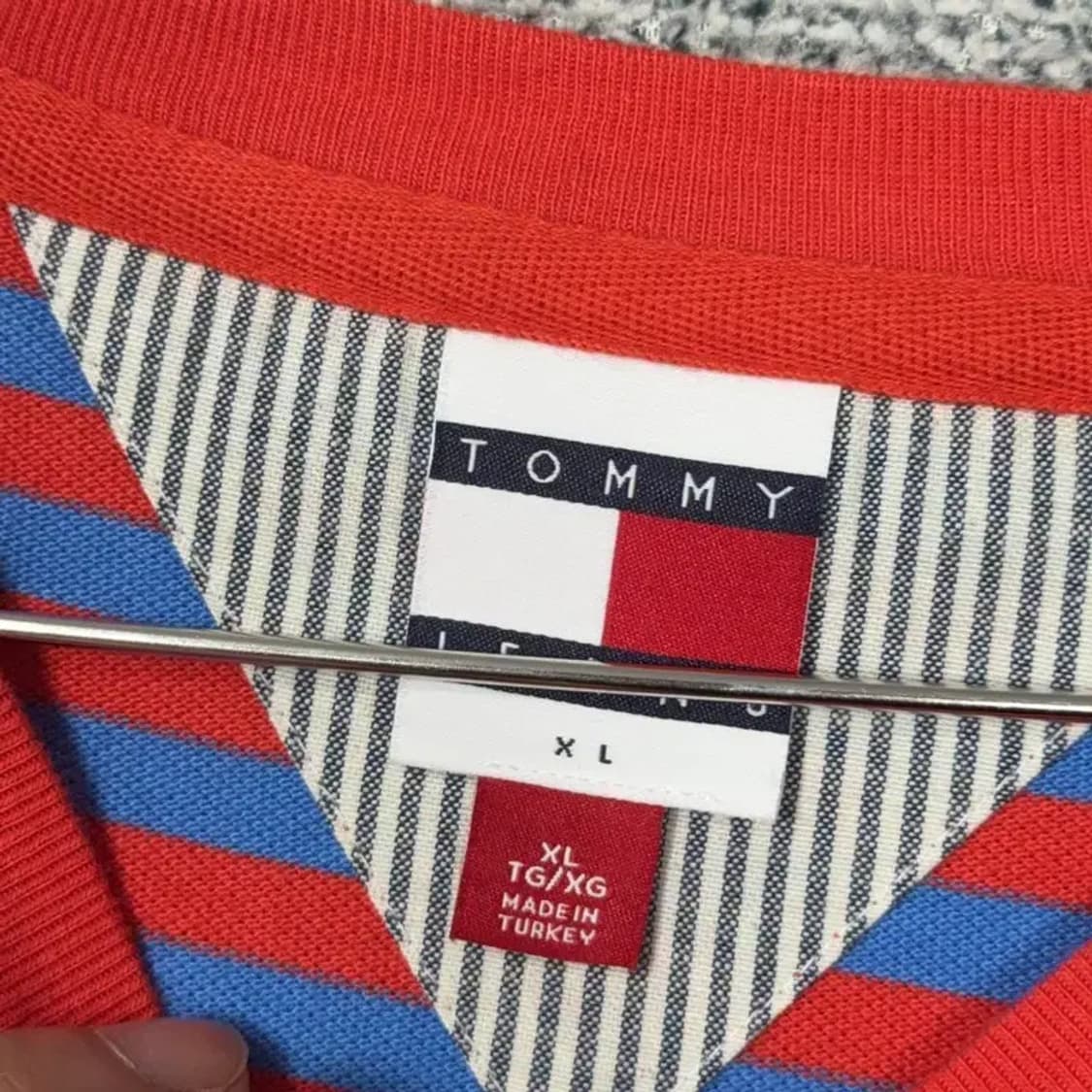 타미 진스 빅로고 스트라이프 반팔티 XL 상품이미지4