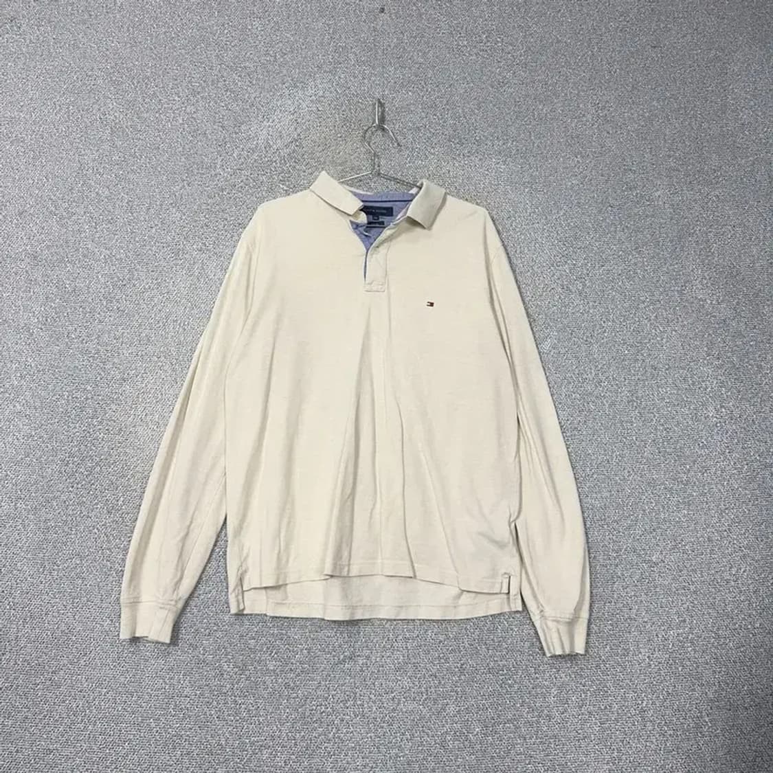 타미힐피거 베이지 오버핏 긴팔 카라티 XXL 상품이미지1