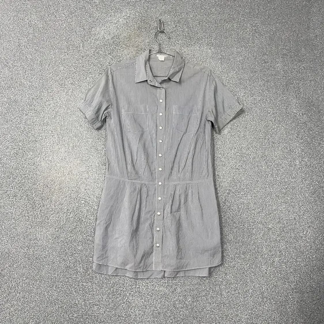 클럽모나코 코튼 실크 스트라이프 셔츠 반팔 원피스 S 상품이미지1