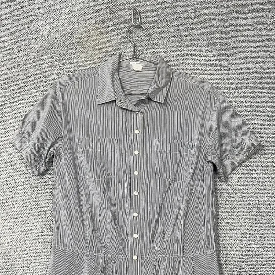 클럽모나코 코튼 실크 스트라이프 셔츠 반팔 원피스 S 상품이미지3