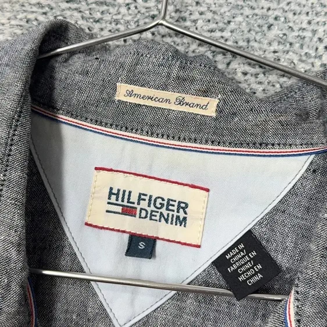 타미힐피거 로고 그레이 린넨 반팔 셔츠 S 상품이미지3