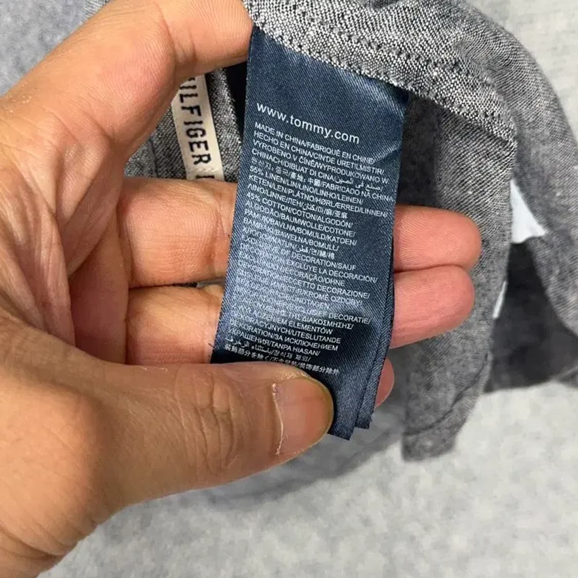 타미힐피거 로고 그레이 린넨 반팔 셔츠 S 상품이미지4