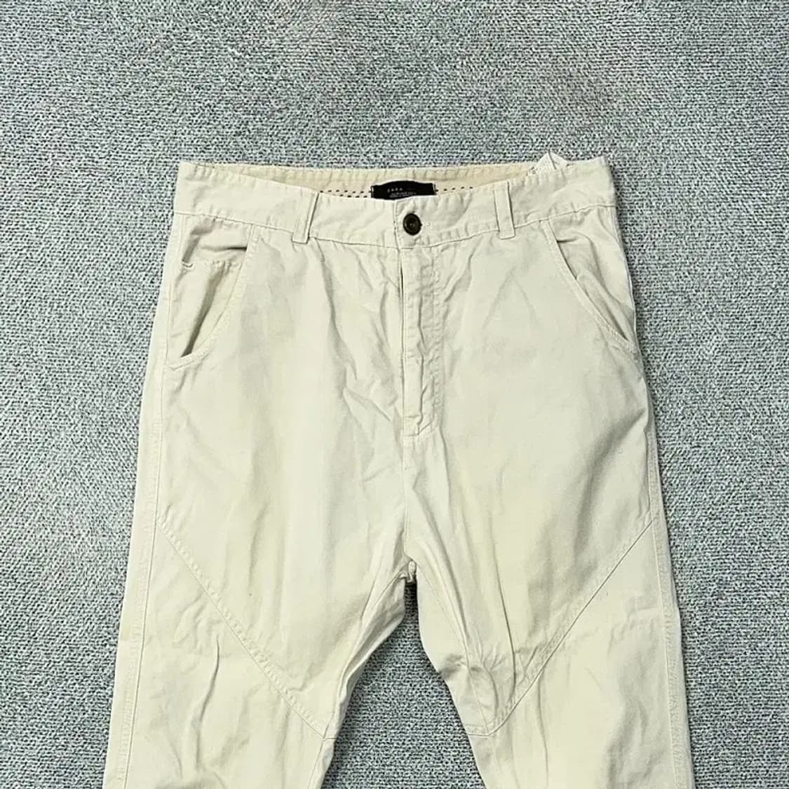 자라 맨 바이커핏 크림 코튼 팬츠 31 상품이미지3