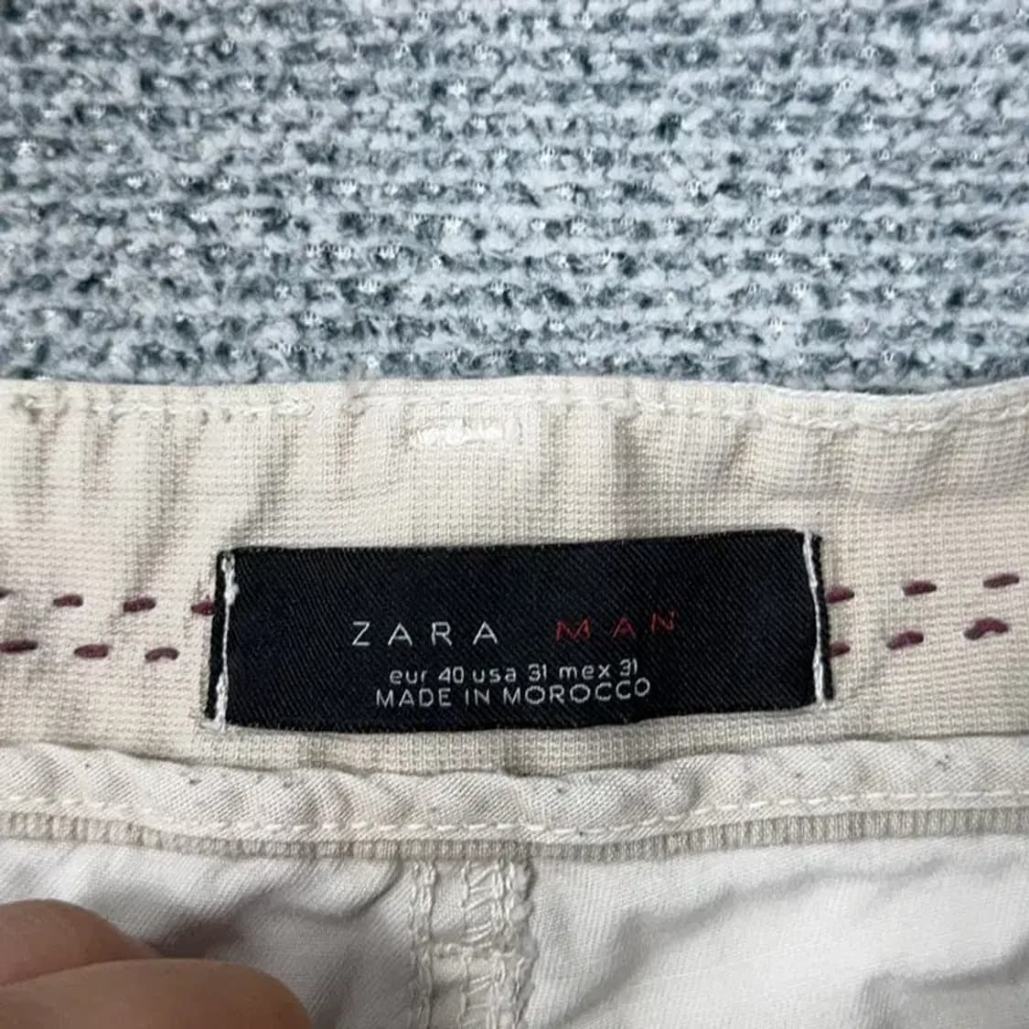 자라 맨 바이커핏 크림 코튼 팬츠 31 상품이미지5