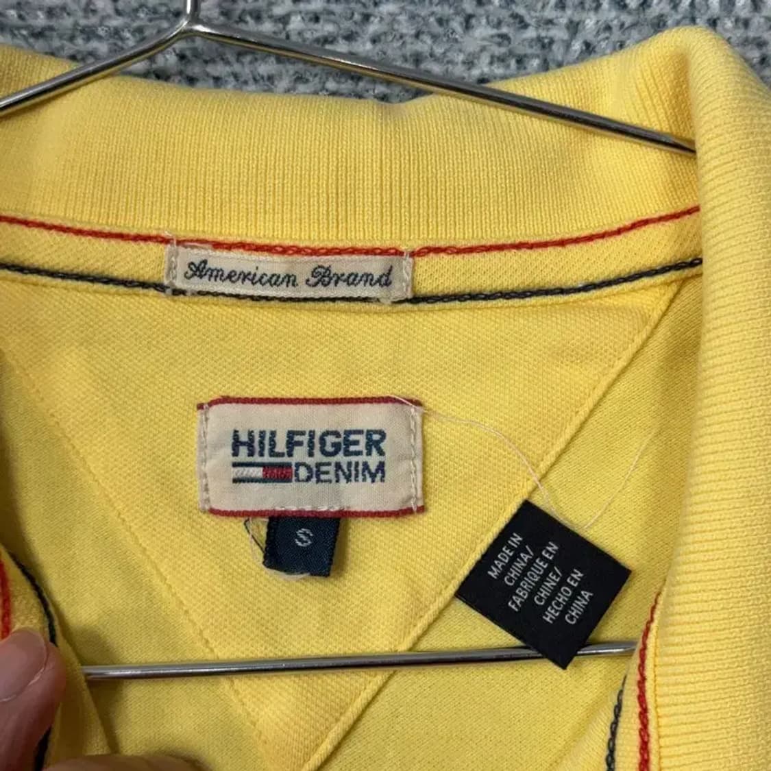타미힐피거 빈티지 로고 옐로우 반팔 카라티 S 상품이미지5