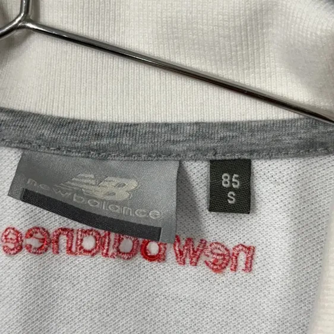 뉴발란스 로고 여성 화이트 반팔 카라티 S 상품이미지5