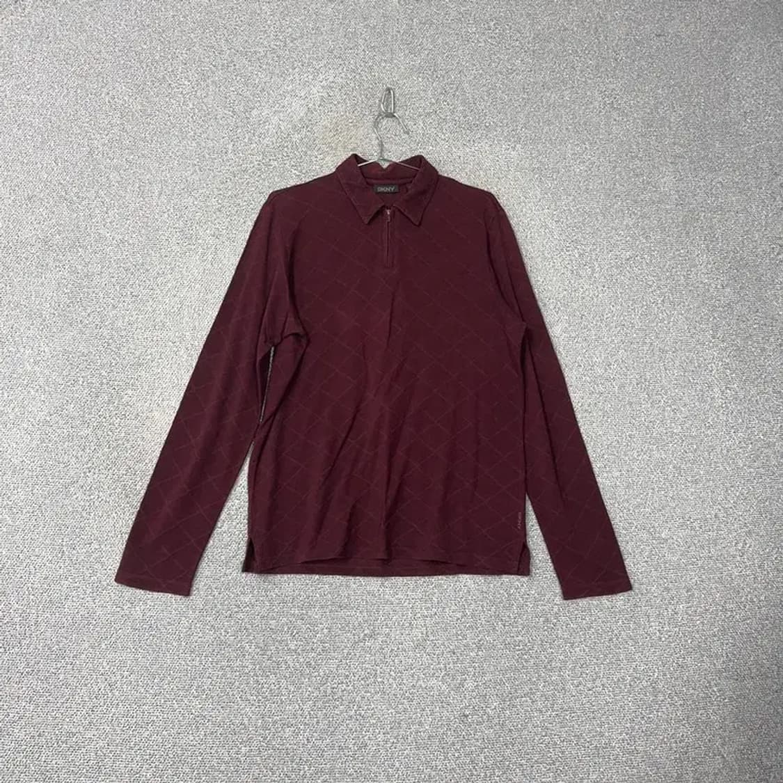 DKNY 버건디 빈티지 반집업 긴팔 카라티 M 상품이미지1