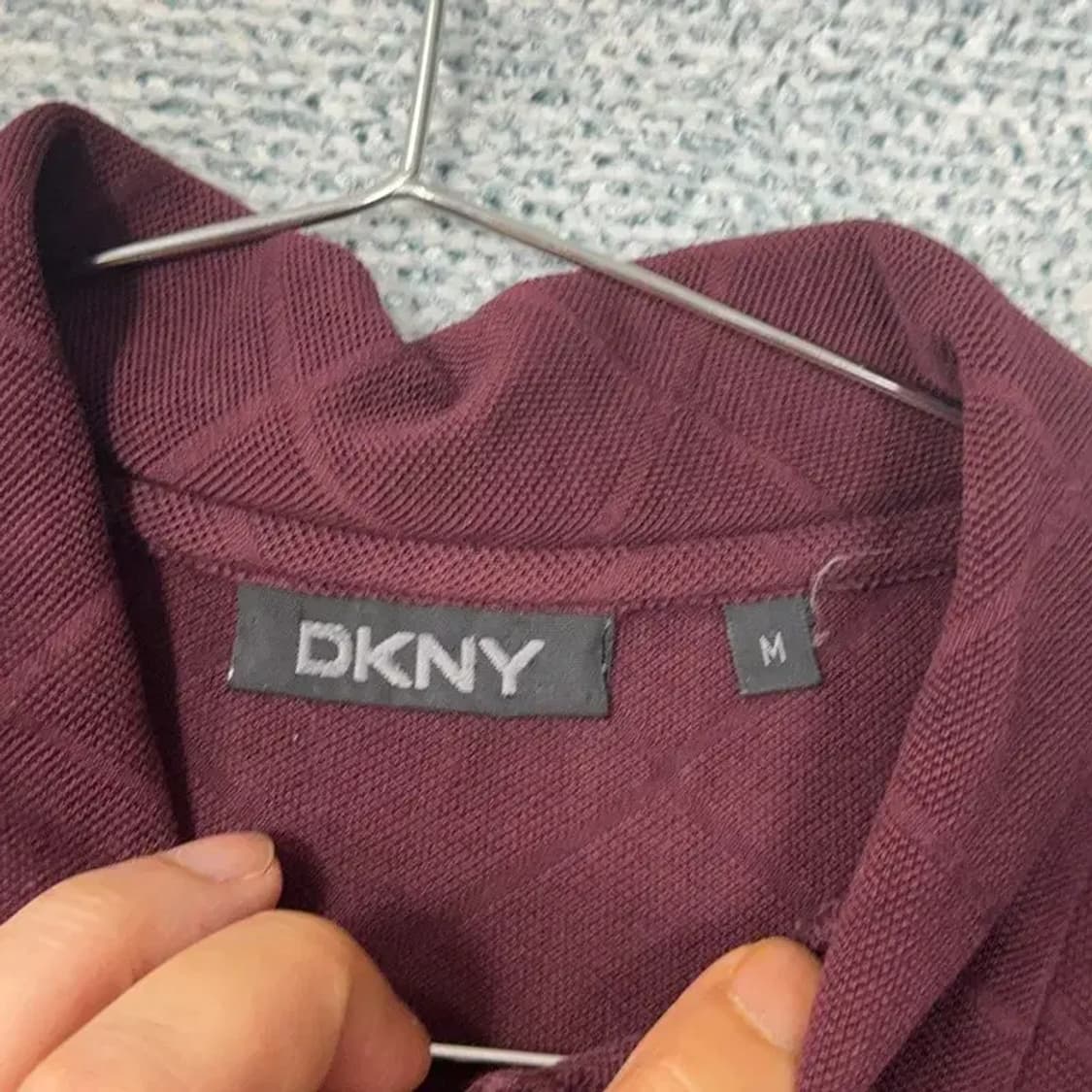 DKNY 버건디 빈티지 반집업 긴팔 카라티 M 상품이미지3