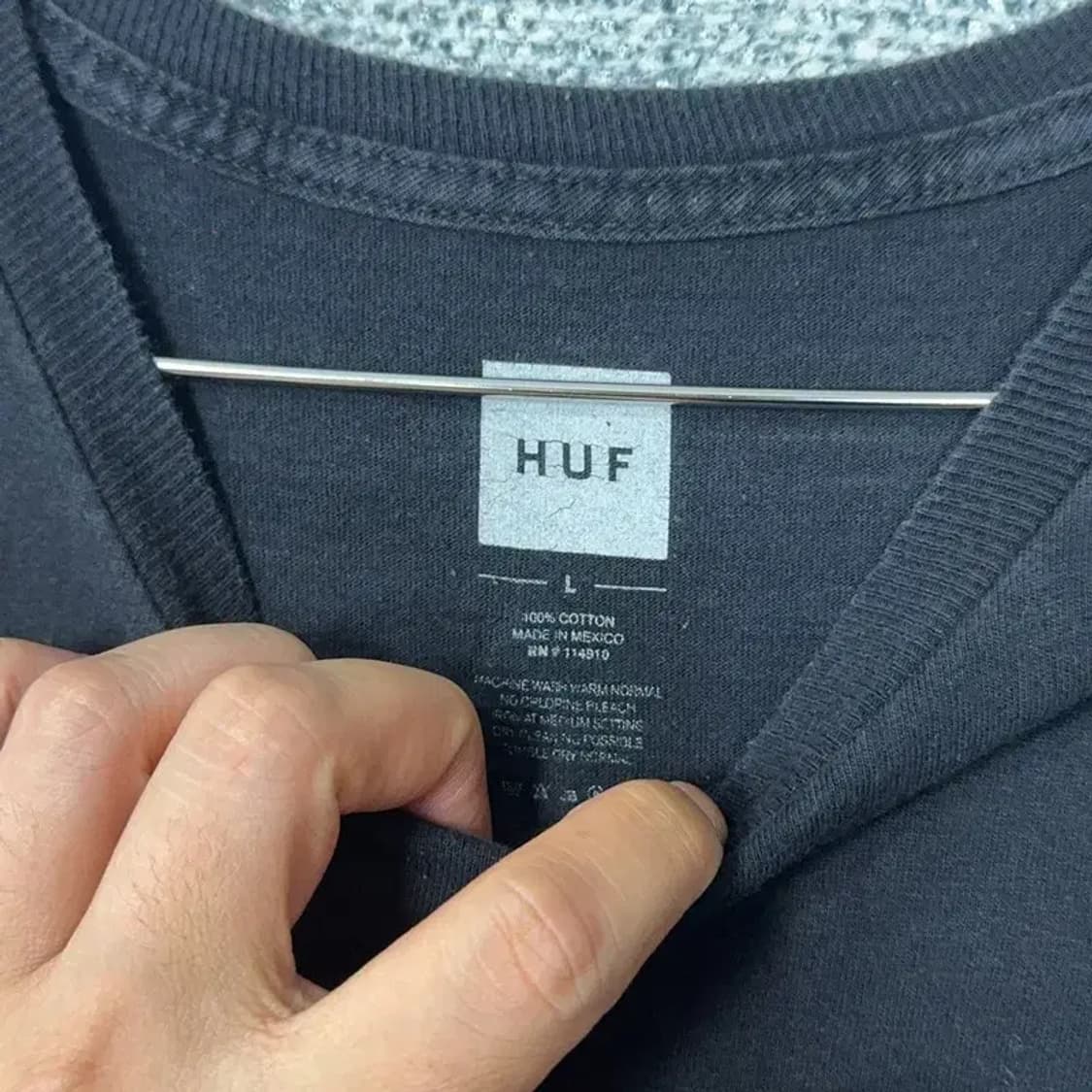 HUF 로고 블랙 반팔티 L 상품이미지7