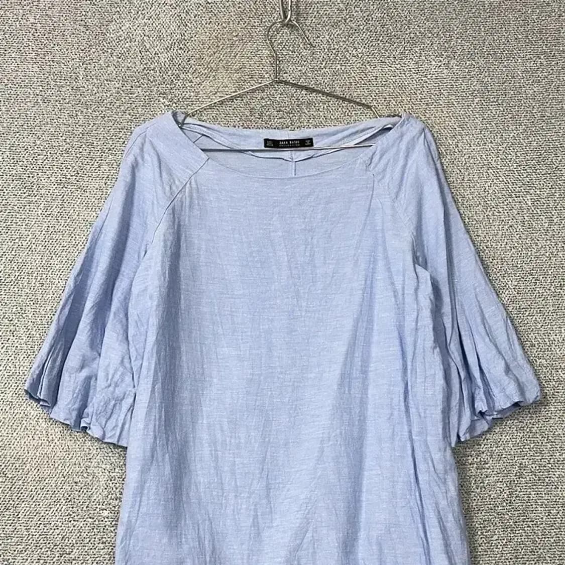 자라 라이트블루 린넨 원피스 L 상품이미지3
