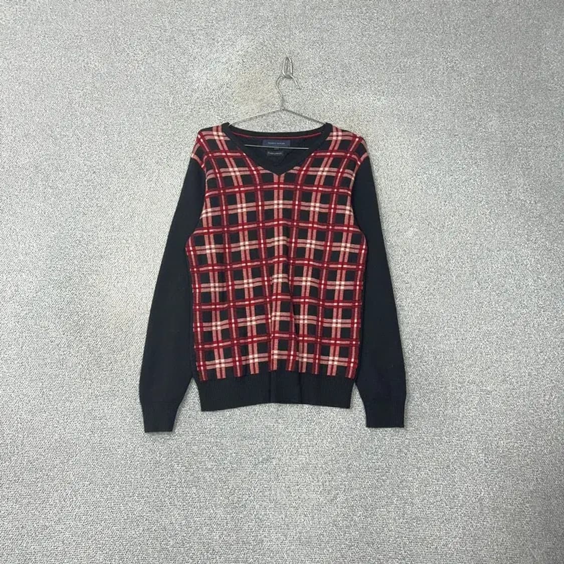 타미힐피거 캐주얼 체크 울 니트 맨투맨 S 상품이미지1