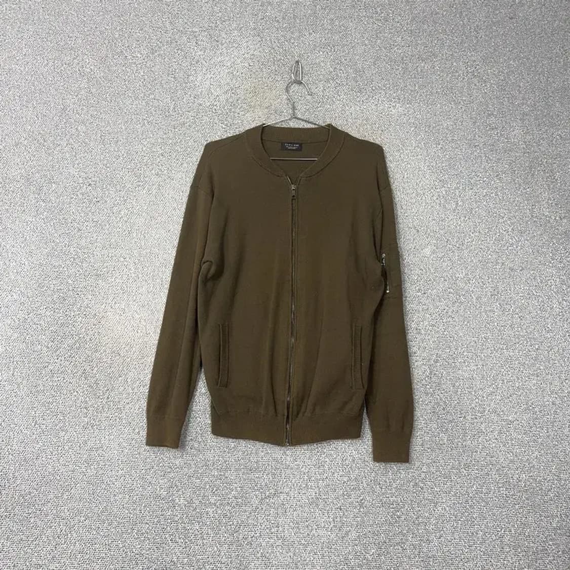 자라 맨 카키 MA-1 니트 집업 블루종 L 상품이미지1